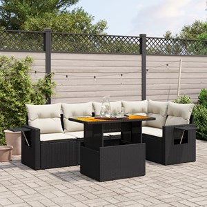 Maison exclusive - salon de jardin 6 pcs avec coussins noir résine tressée