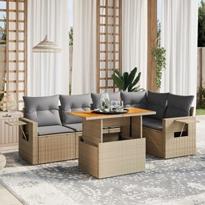 Maison exclusive - salon de jardin avec coussins 6 pcs beige résine tressée