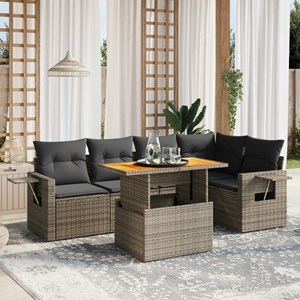 Maison exclusive - salon de jardin 6 pcs avec coussins gris résine tressée