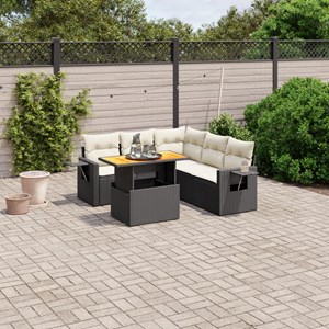 Maison exclusive - salon de jardin 6 pcs avec coussins noir résine tressée