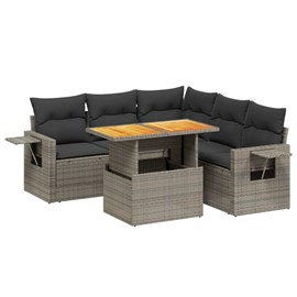 Maison exclusive - salon de jardin 6 pcs avec coussins gris résine tressée