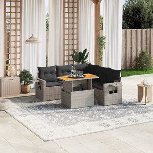 Maison exclusive - salon de jardin 6 pcs avec coussins gris résine tressée
