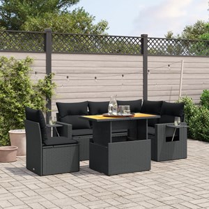 Maison exclusive - salon de jardin 6 pcs avec coussins noir résine tressée