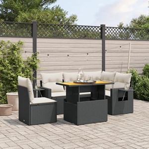 Maison exclusive - salon de jardin 6 pcs avec coussins noir résine tressée