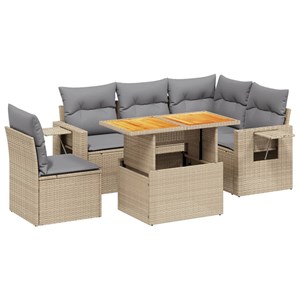 Maison exclusive - salon de jardin avec coussins 6 pcs beige résine tressée
