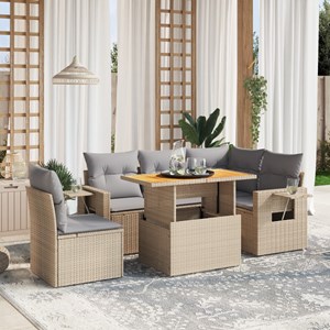 Maison exclusive - salon de jardin avec coussins 6 pcs beige résine tressée