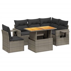 Maison exclusive - salon de jardin 6 pcs avec coussins gris résine tressée