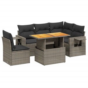 Maison exclusive - salon de jardin 6 pcs avec coussins gris résine tressée