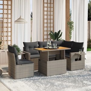 Maison exclusive - salon de jardin 6 pcs avec coussins gris résine tressée