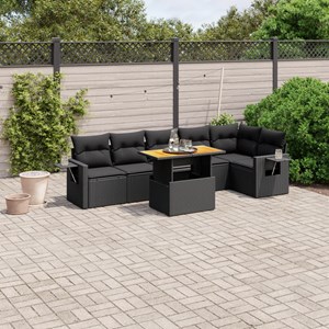 Maison exclusive - salon de jardin 7 pcs avec coussins noir résine tressée