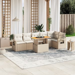 Maison exclusive - salon de jardin avec coussins 7 pcs beige résine tressée
