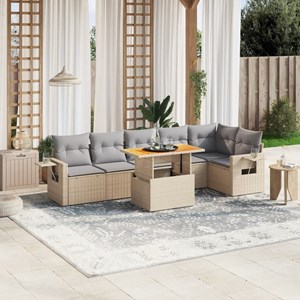 Maison exclusive - salon de jardin avec coussins 7 pcs beige résine tressée