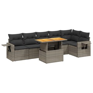 Maison exclusive - salon de jardin avec coussins 7 pcs gris résine tressée