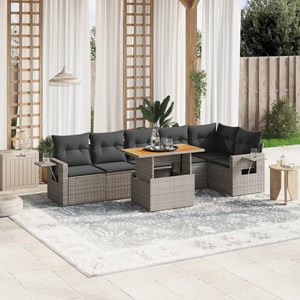 Maison exclusive - salon de jardin avec coussins 7 pcs gris résine tressée
