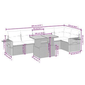 Maison exclusive - salon de jardin avec coussins 7 pcs gris résine tressée