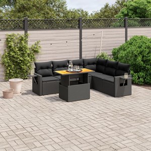 Maison exclusive - salon de jardin 7 pcs avec coussins noir résine tressée