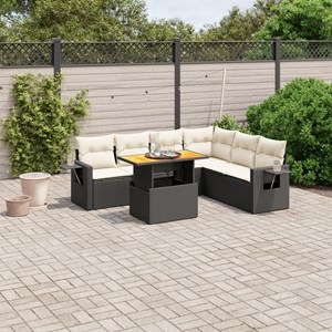 Maison exclusive - salon de jardin 7 pcs avec coussins noir résine tressée