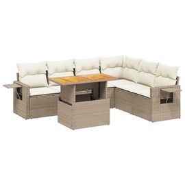 Maison exclusive - salon de jardin avec coussins 7 pcs beige résine tressée
