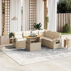 Maison exclusive - salon de jardin avec coussins 7 pcs beige résine tressée
