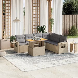 Maison exclusive - salon de jardin avec coussins 7 pcs beige résine tressée
