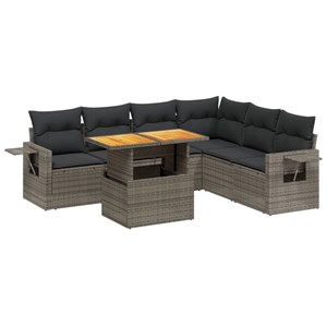 Maison exclusive - salon de jardin avec coussins 7 pcs gris résine tressée