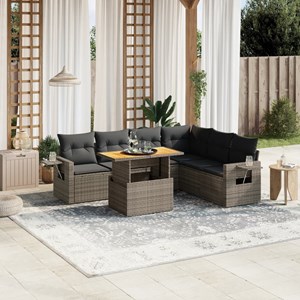 Maison exclusive - salon de jardin avec coussins 7 pcs gris résine tressée