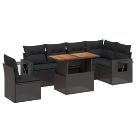 Maison exclusive - salon de jardin 7 pcs avec coussins noir résine tressée