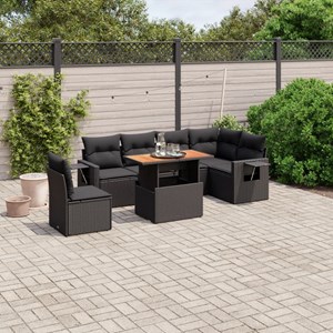 Maison exclusive - salon de jardin 7 pcs avec coussins noir résine tressée