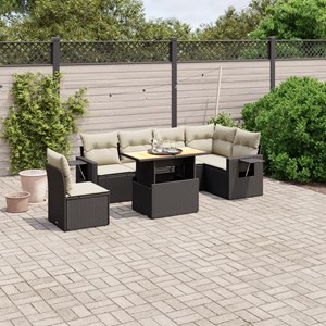 Maison exclusive - salon de jardin 7 pcs avec coussins noir résine tressée