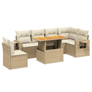 Maison exclusive - salon de jardin avec coussins 7 pcs beige résine tressée