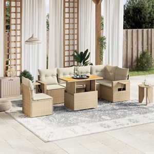 Maison exclusive - salon de jardin avec coussins 7 pcs beige résine tressée