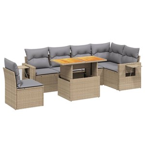Maison exclusive - salon de jardin avec coussins 7 pcs beige résine tressée