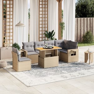 Maison exclusive - salon de jardin avec coussins 7 pcs beige résine tressée