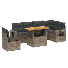 Maison exclusive - salon de jardin avec coussins 7 pcs gris résine tressée