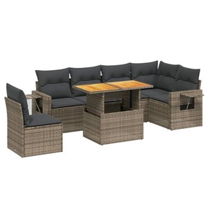 Maison exclusive - salon de jardin avec coussins 7 pcs gris résine tressée