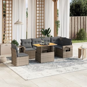 Maison exclusive - salon de jardin avec coussins 7 pcs gris résine tressée