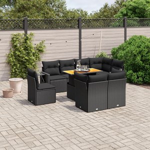 Maison exclusive - salon de jardin 9 pcs avec coussins noir résine tressée