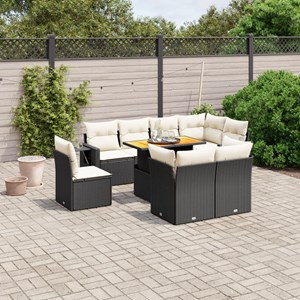 Maison exclusive - salon de jardin 9 pcs avec coussins noir résine tressée