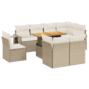 Maison exclusive - salon de jardin avec coussins 9 pcs beige résine tressée