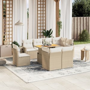 Maison exclusive - salon de jardin avec coussins 9 pcs beige résine tressée