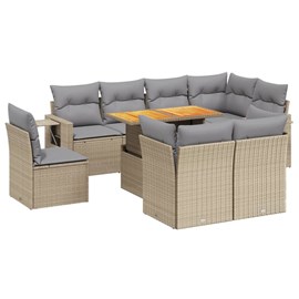 Maison exclusive - salon de jardin avec coussins 9 pcs beige résine tressée