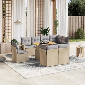 Maison exclusive - salon de jardin avec coussins 9 pcs beige résine tressée