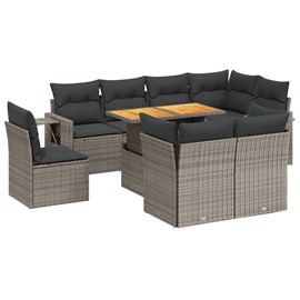 Maison exclusive - salon de jardin 9 pcs avec coussins gris résine tressée