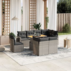 Maison exclusive - salon de jardin 9 pcs avec coussins gris résine tressée