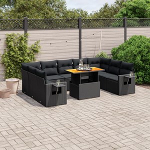 Maison exclusive - salon de jardin 10 pcs avec coussins noir résine tressée