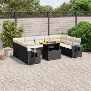 Maison exclusive - salon de jardin 10 pcs avec coussins noir résine tressée