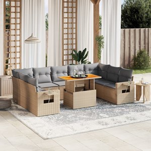 Maison exclusive - salon de jardin avec coussins 10 pcs beige résine tressée