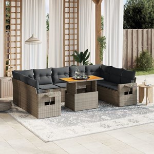Maison exclusive - salon de jardin avec coussins 10 pcs gris résine tressée