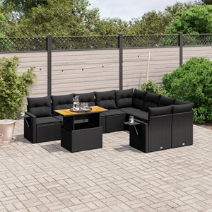 Maison exclusive - salon de jardin 10 pcs avec coussins noir résine tressée