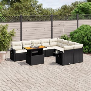 Maison exclusive - salon de jardin 10 pcs avec coussins noir résine tressée